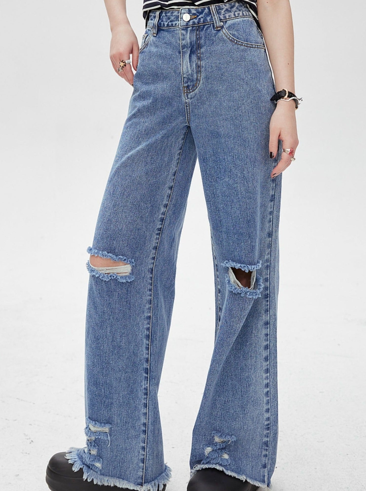 Denim-Hose mit hoher Taille