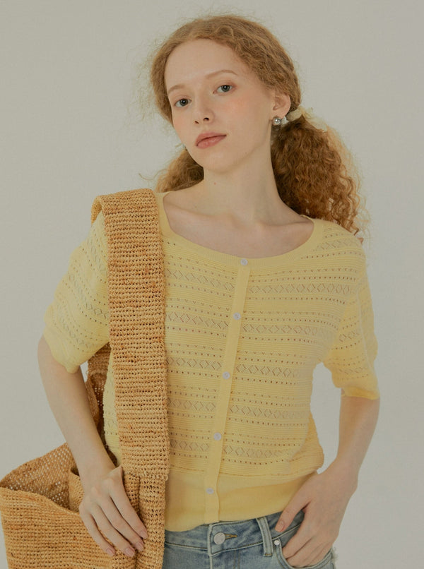 Retro Half-Sleeve Knitted Top