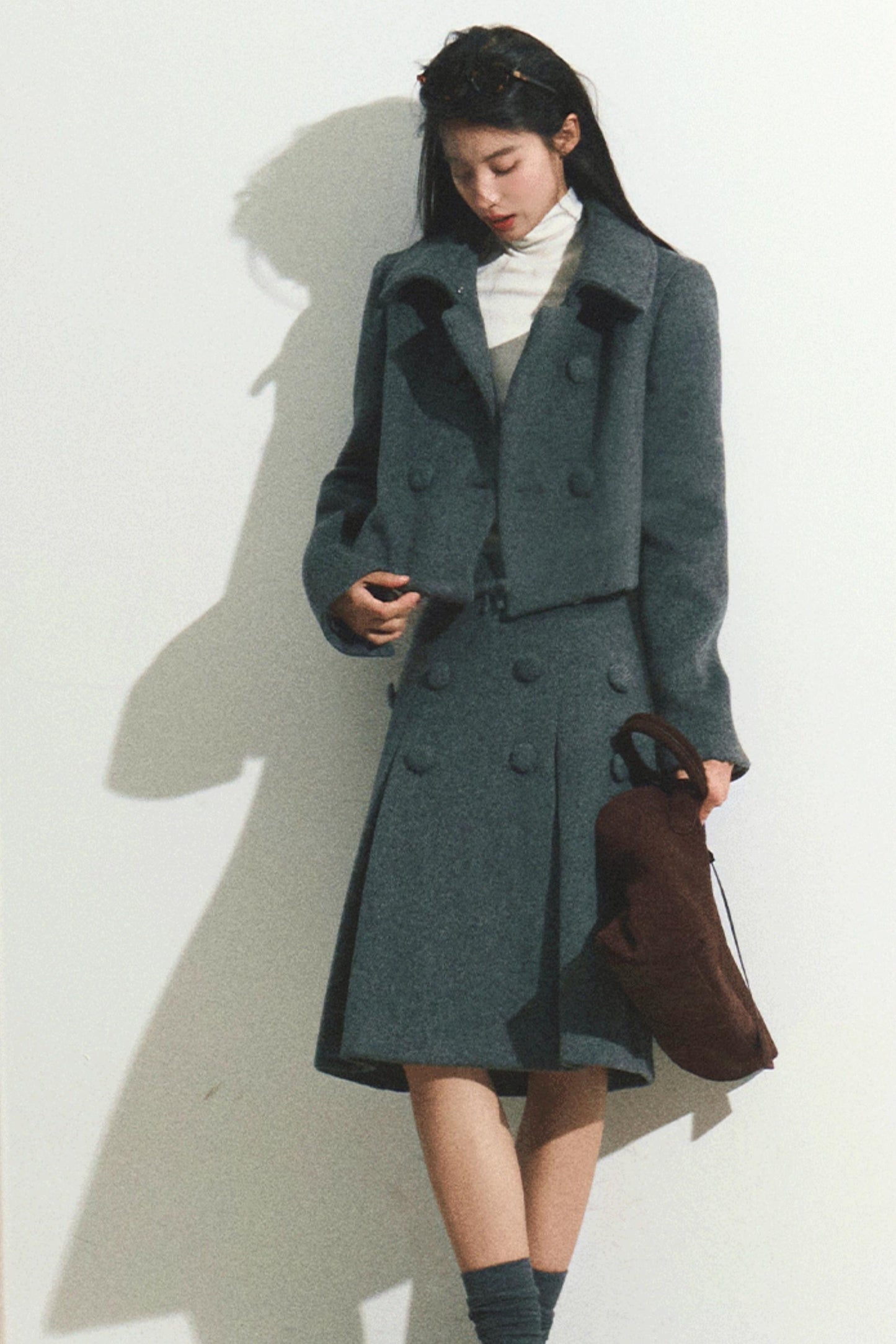 Wool Tweed Jacket Skirt Set-Up