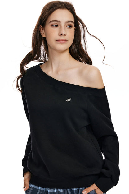 Loose Fit Slant Neck Sweatshirt