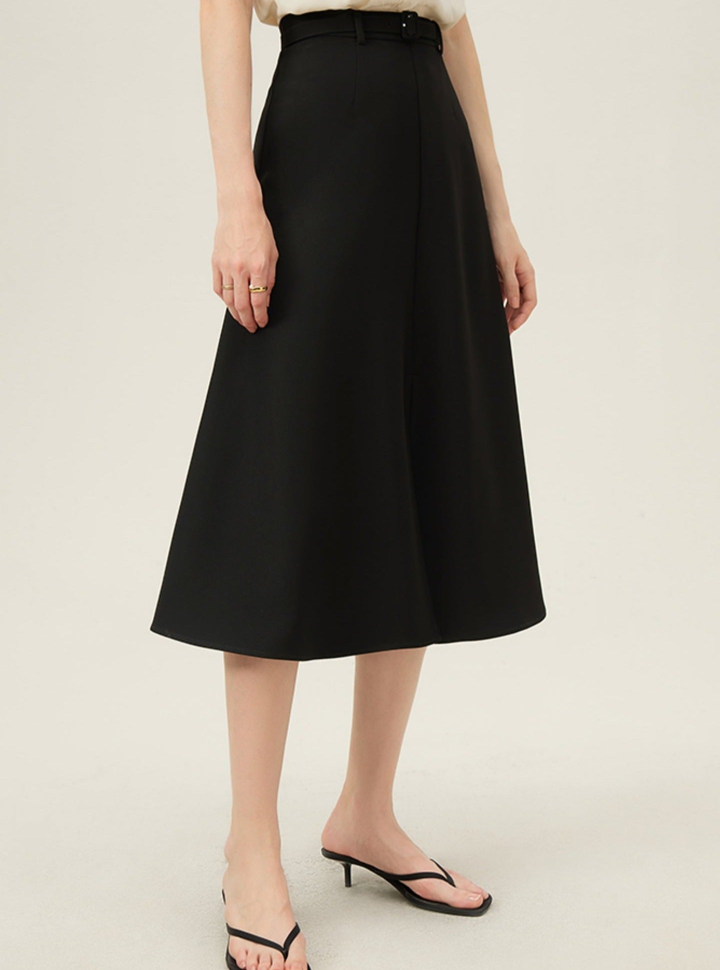 High Waist Commuter A-line Slit Skirt