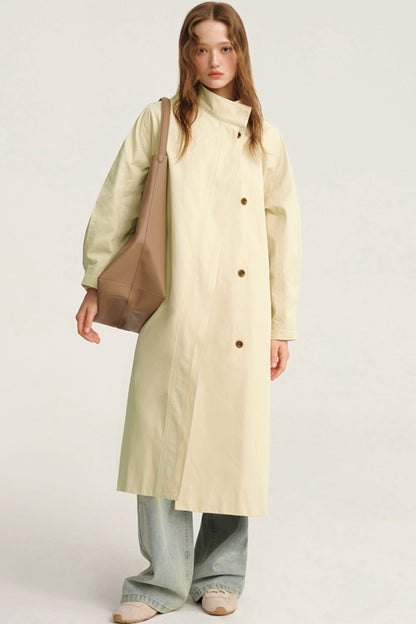 DESIGNER PLUS LANGE TRENCHCOAT HERBST 24 NEUE HOHE EINREIHIGE STEHKRAGEN CINCHED TAILLE TEMPERAMENT MANTEL