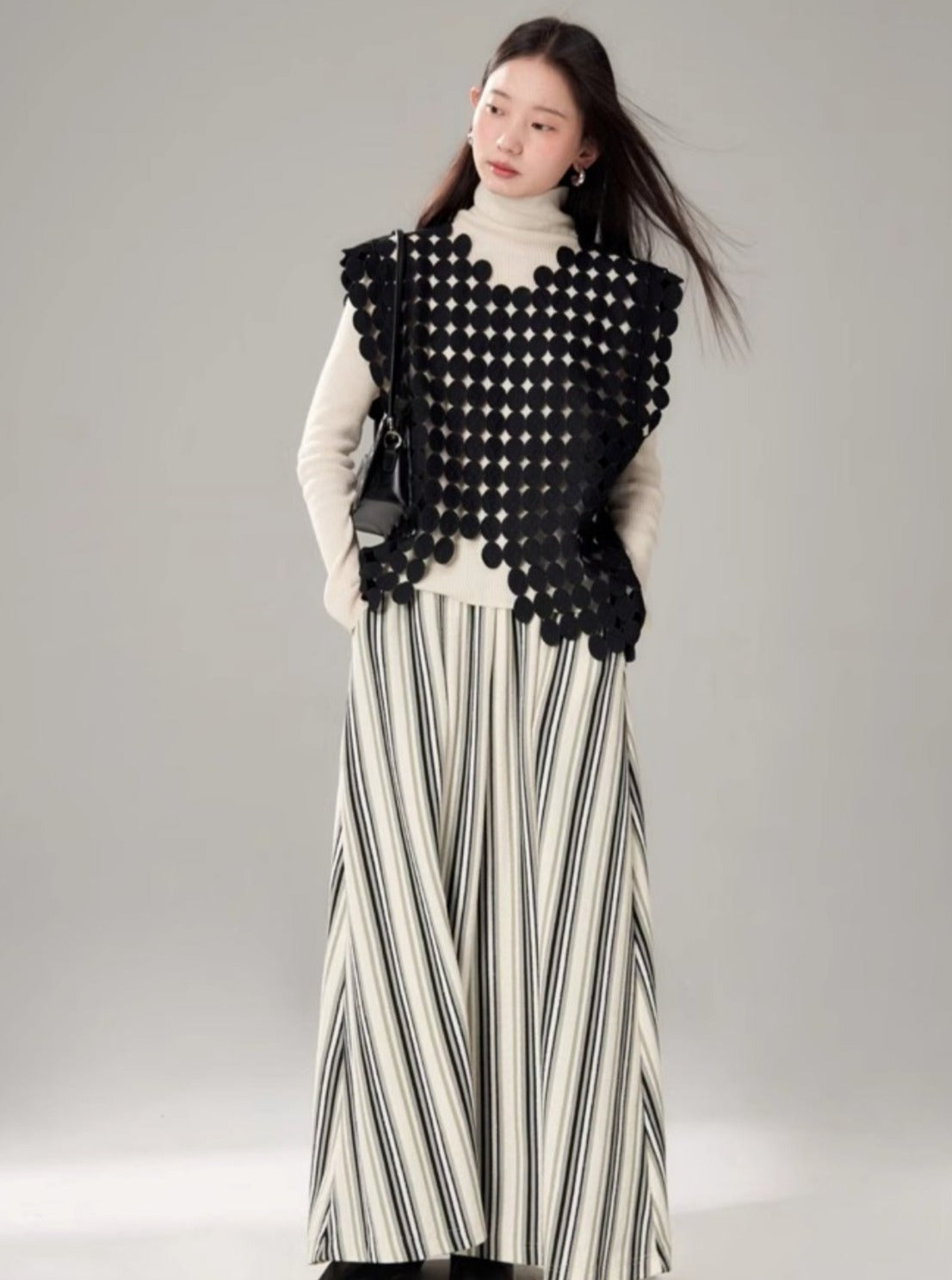 Striped Knit Long Sleeve Polo Shirt Set