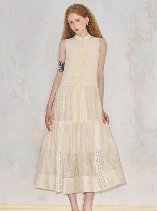 Elegant Jacquard Sleeveless Dress
