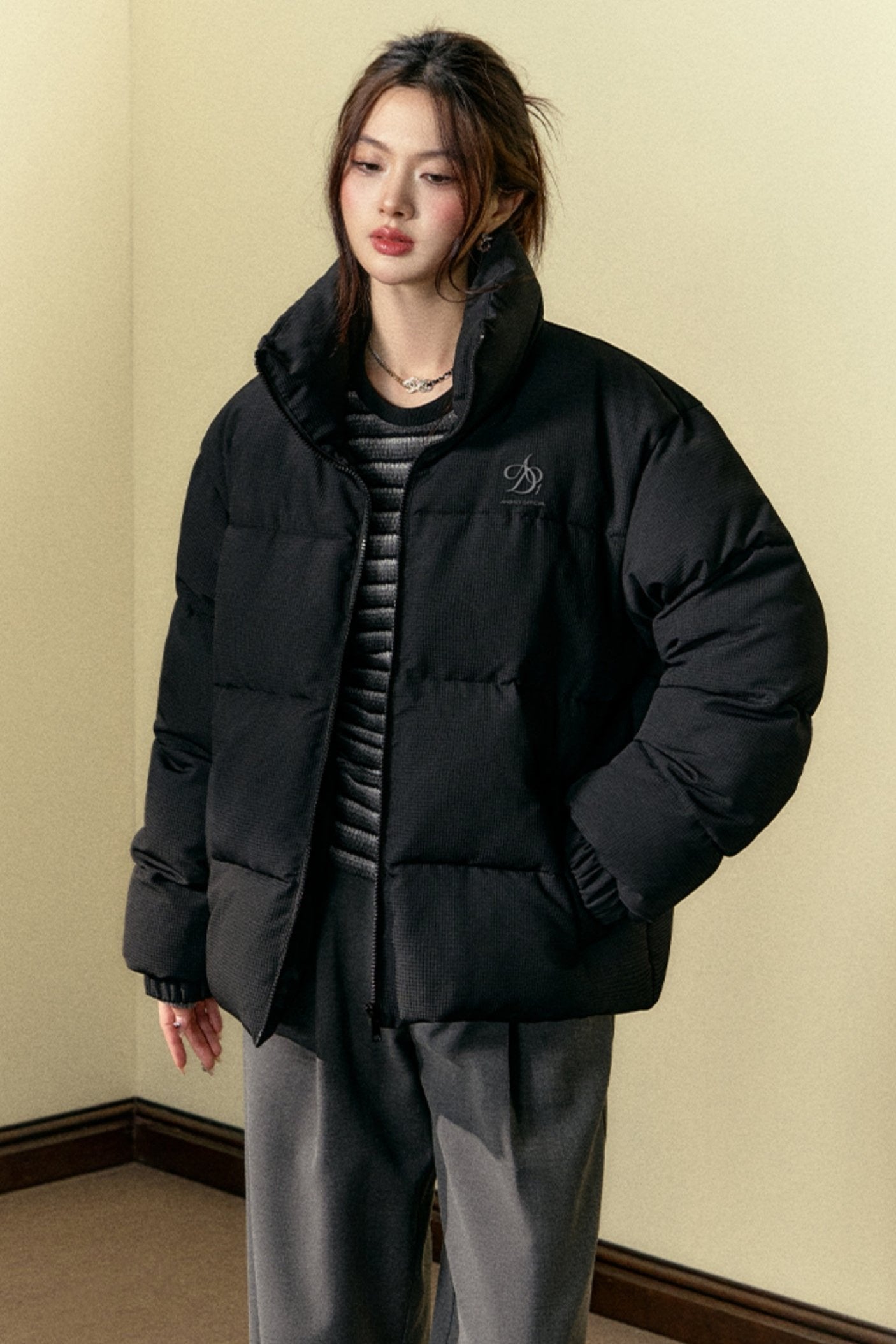 Waffle Padded Loose Winter Jacket