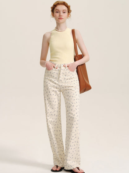 Versatile Floral Casual Pants