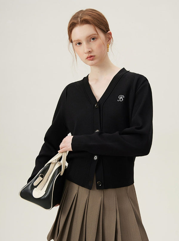 V-Neck Knit Sweater Cardigan Top