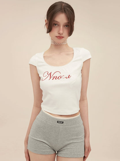 U-Neck Bow High Waist T-Shirt