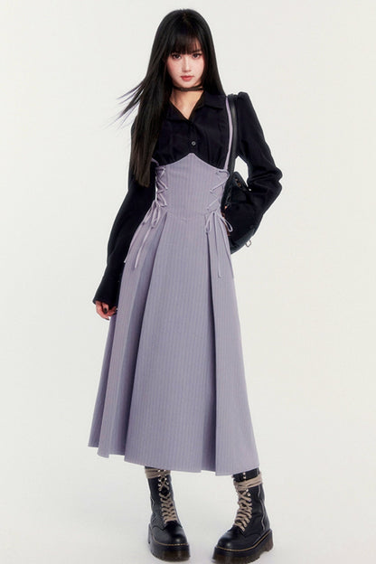 Herringbone Waist Pleated Maxi Skirt