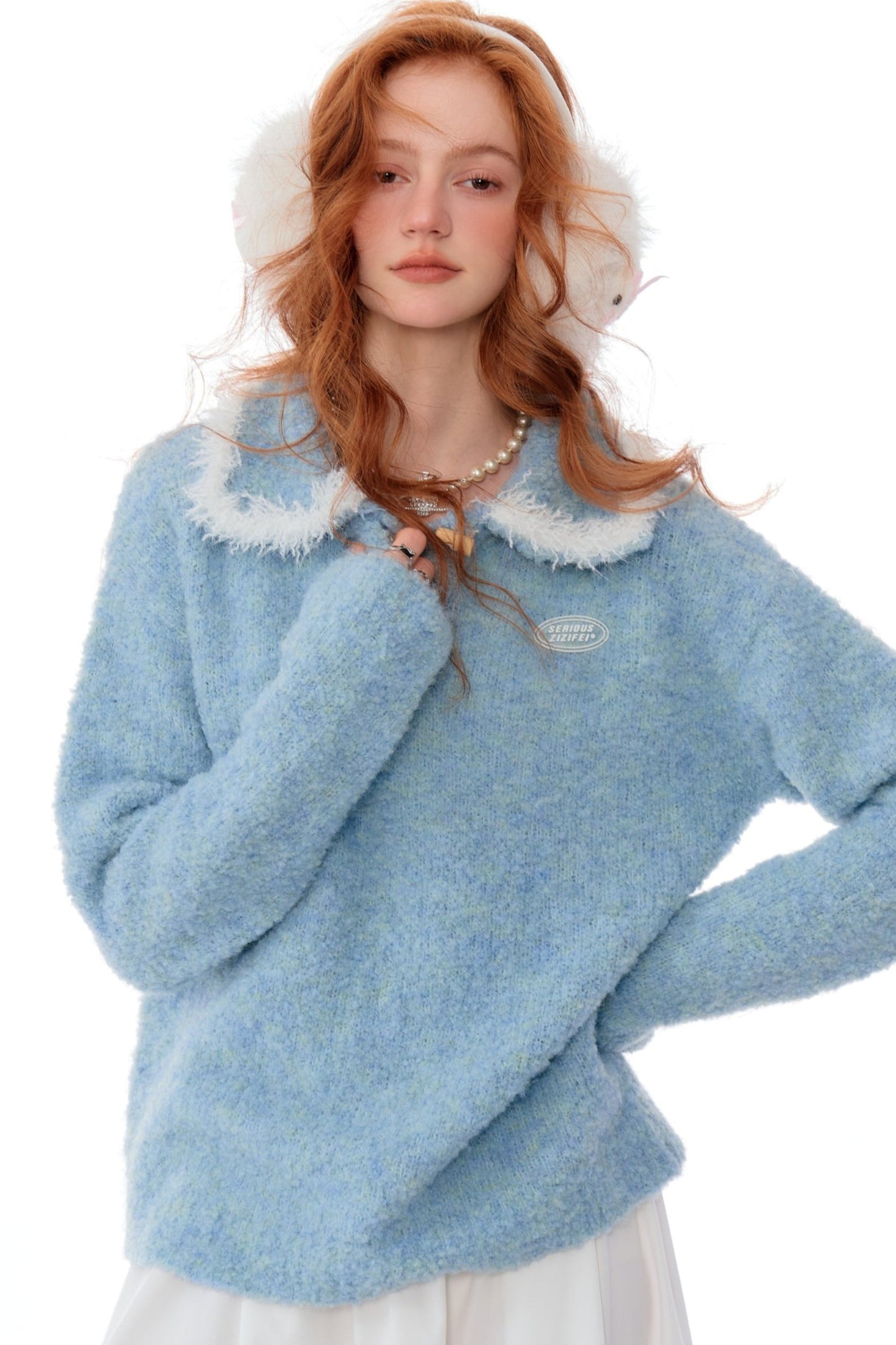 Soft Loose Polo Doll Collar Sweater