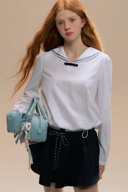 Voyage Diary Collar Girly Top