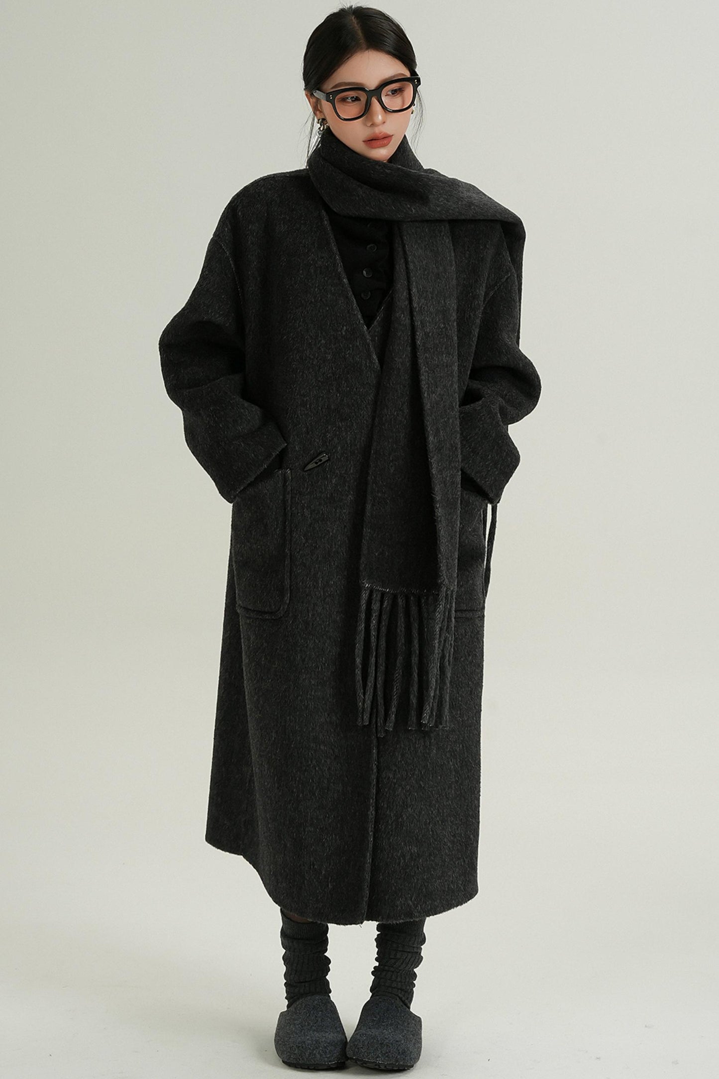 Reversible Tweed Horn Button Coat