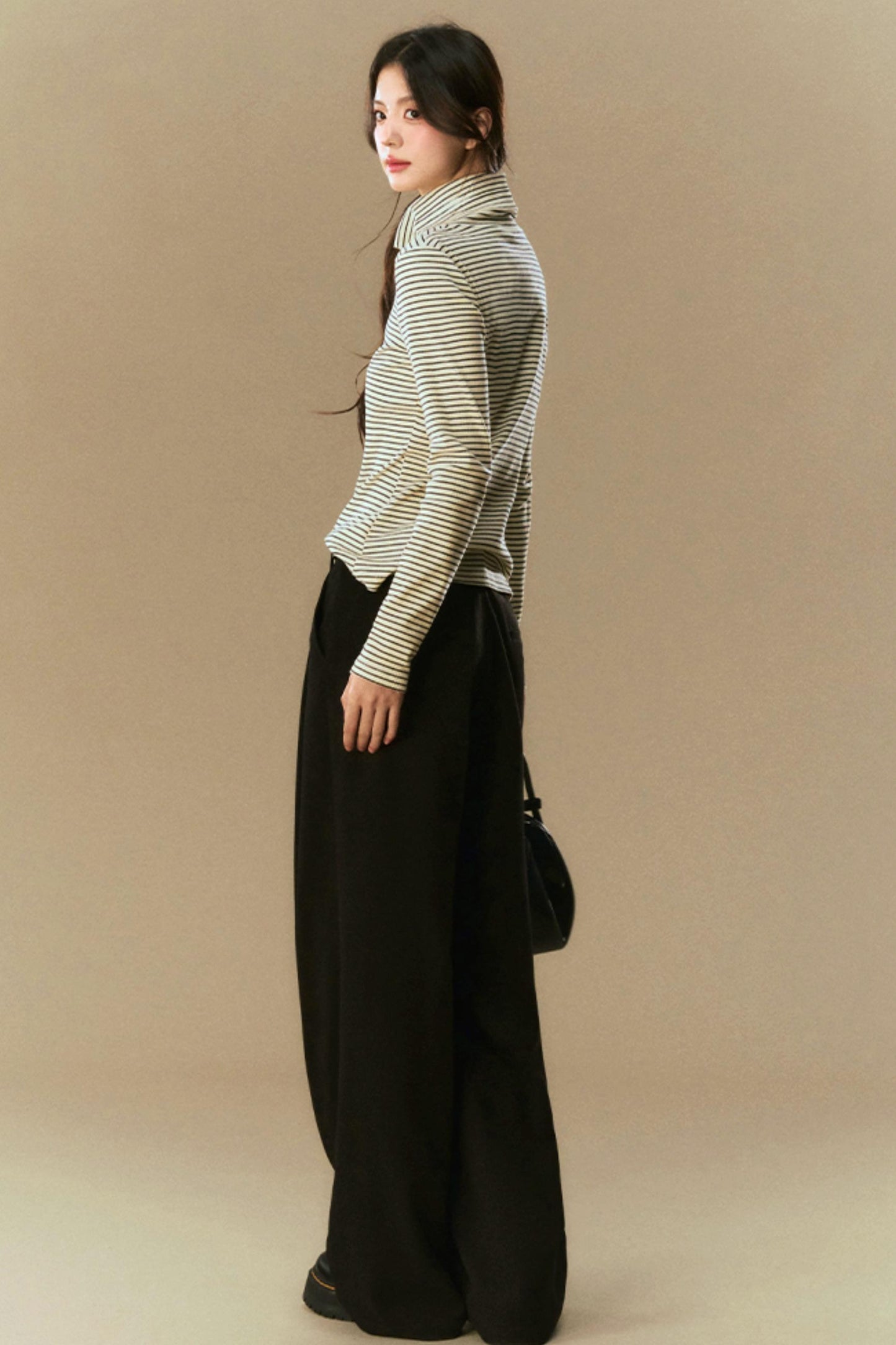 Pile Collar Striped Base Shirt