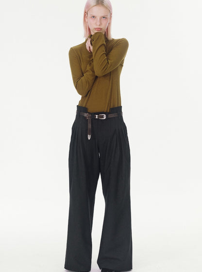 pleated wide-leg suit pants