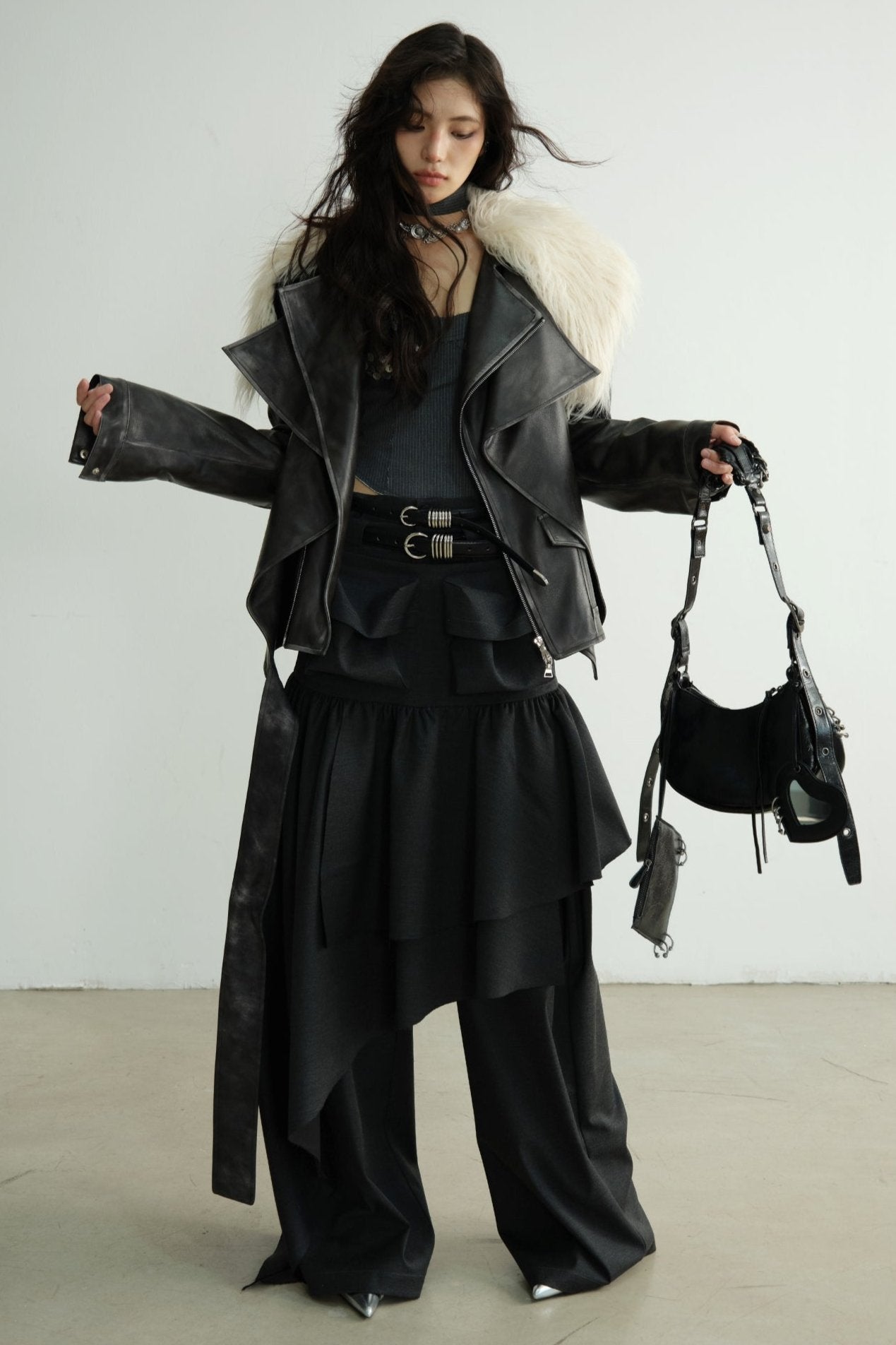 Dark Retro Rock Long FURLAR JACKET