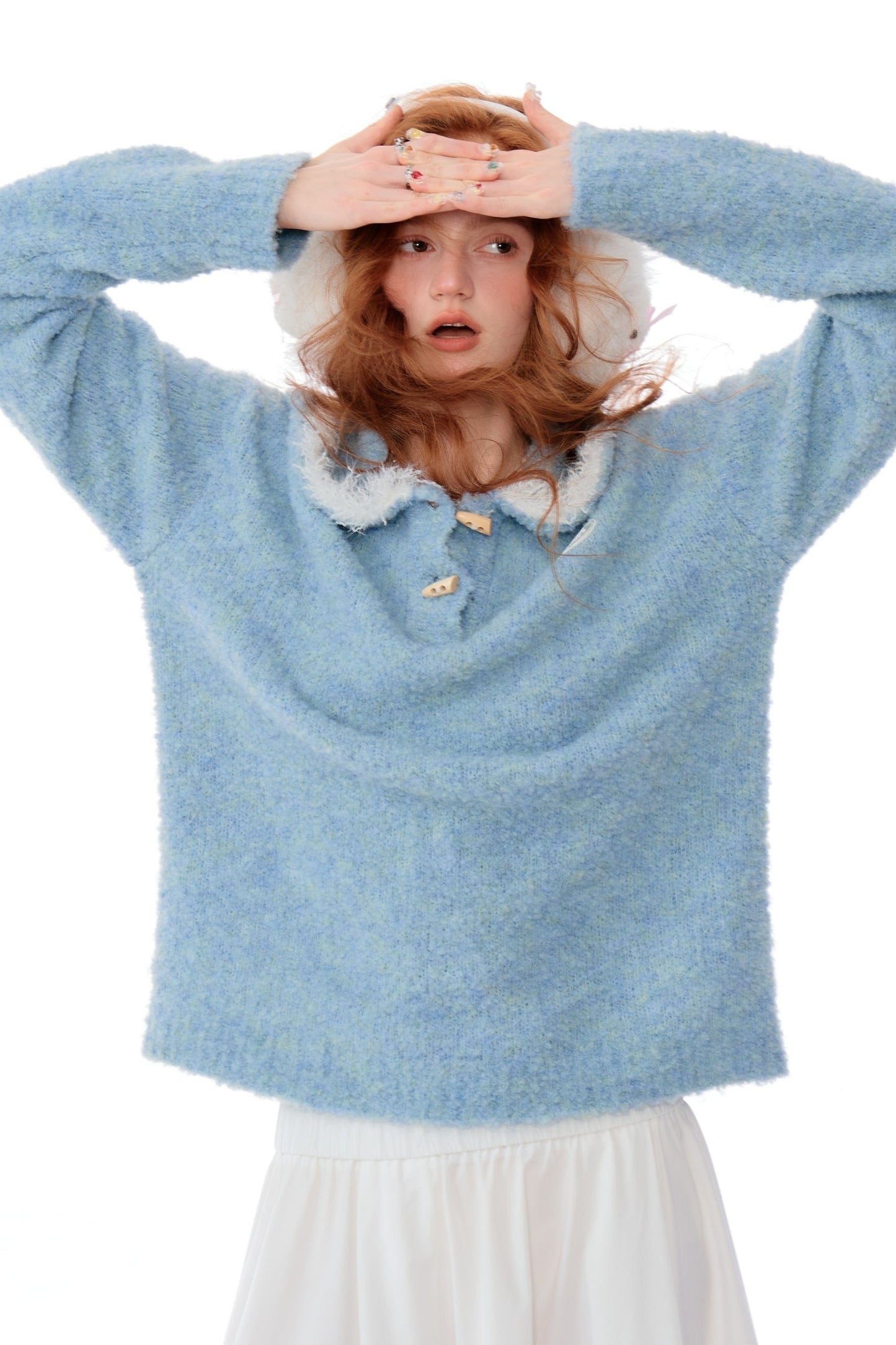 Soft Loose Polo Doll Collar Sweater