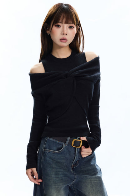 [New on September 19] APEA winter design twisted turtleneck halterneck knit two-piece top