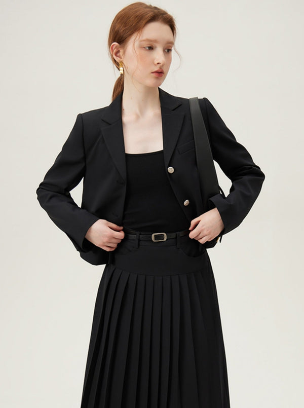 French Blazer High Waist A-Line Skirt Set-Up