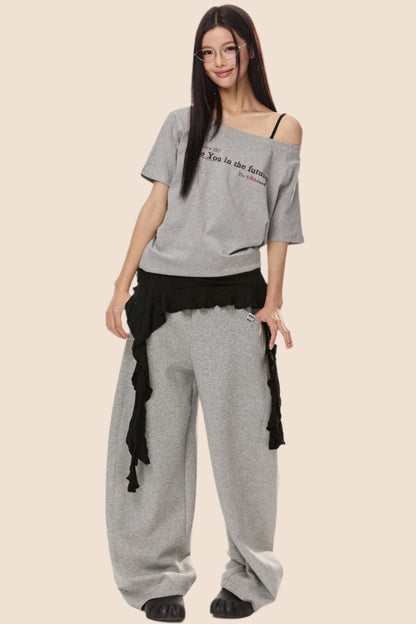 Retro Loose Off Shoulder T-Shirt