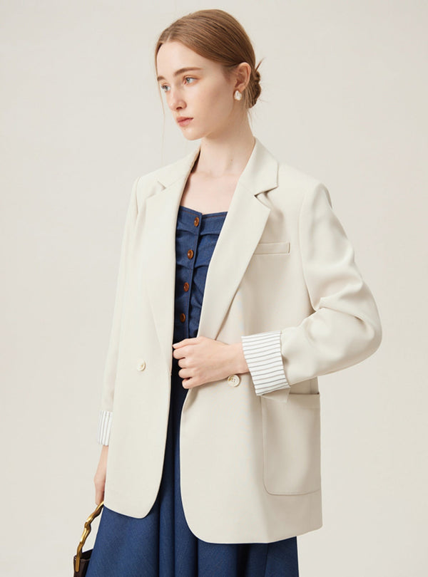 Korean Version White Blazer Coat
