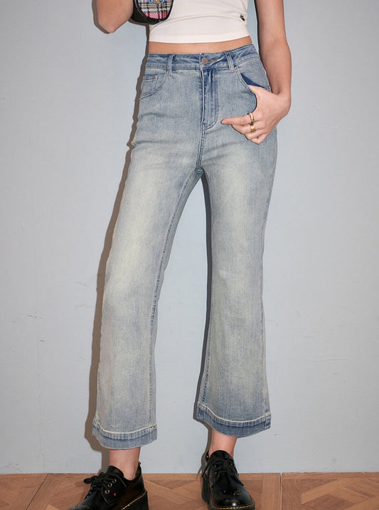 Vintage High-Rise Cropped Jeans Pants