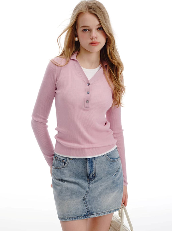 Knitted Silk Linen Polo Shirt