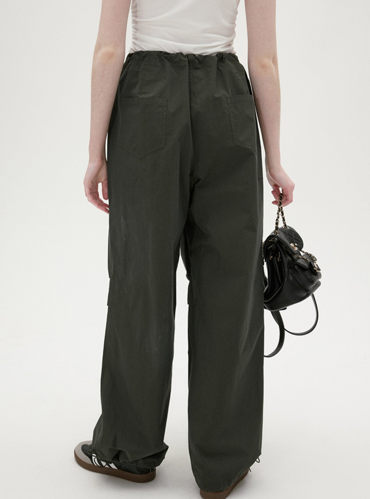 Ruched Texture Wide-Leg Pants