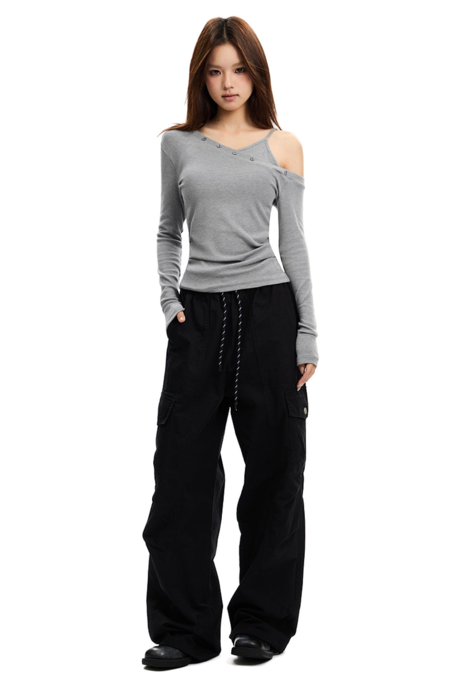 Drawstring Slim Cargo Pants