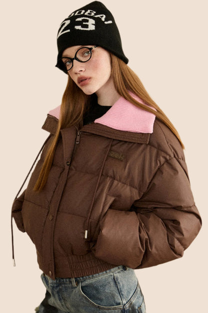 EZEK American retro lapels contrasting thickened warm cotton clothes cotton clothes women's winter new bread clothes cotton jacket jacket