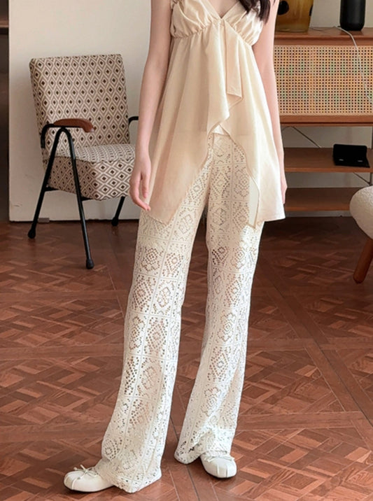 Versatile Beige Lace Pants