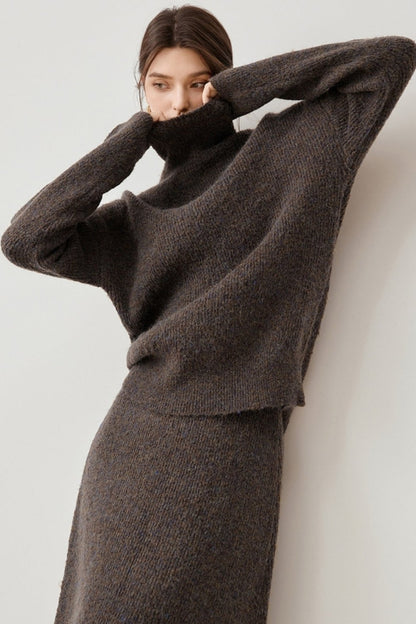 Lazy Raw Sweater Two-Piece Set