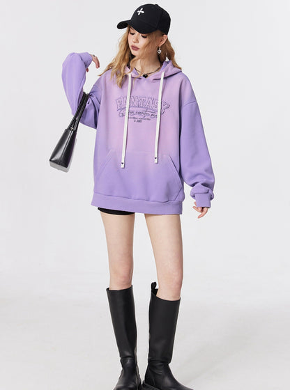 Purple Hooded Embroidered Top