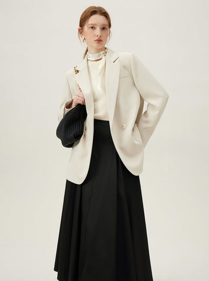 Korean Version White Blazer Coat