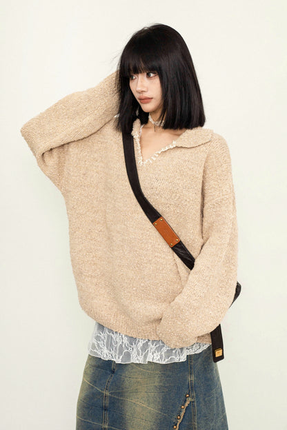 Korean Simple Loose Knit Hoodie