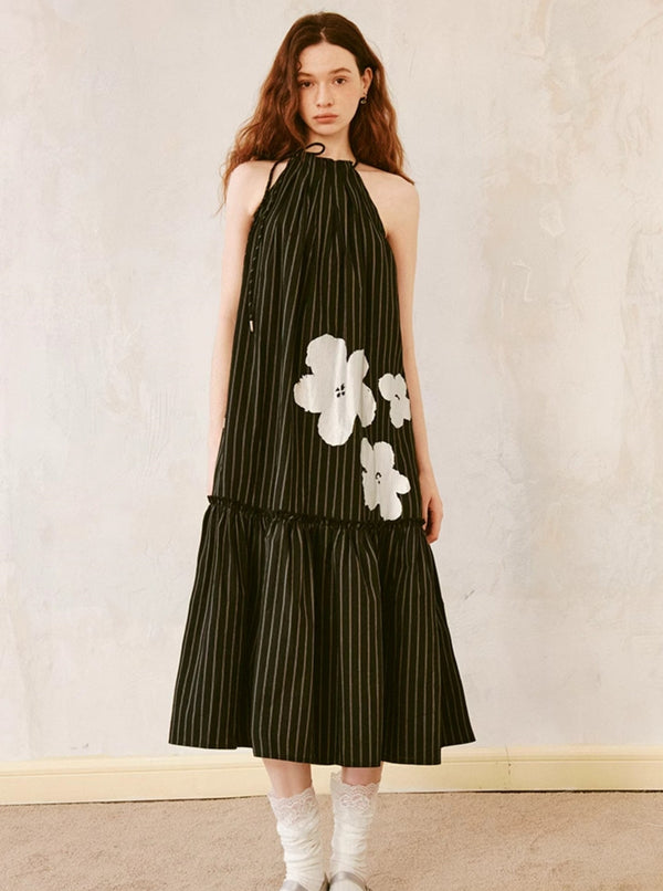 Stripe Hot Silver Print Resort Dress