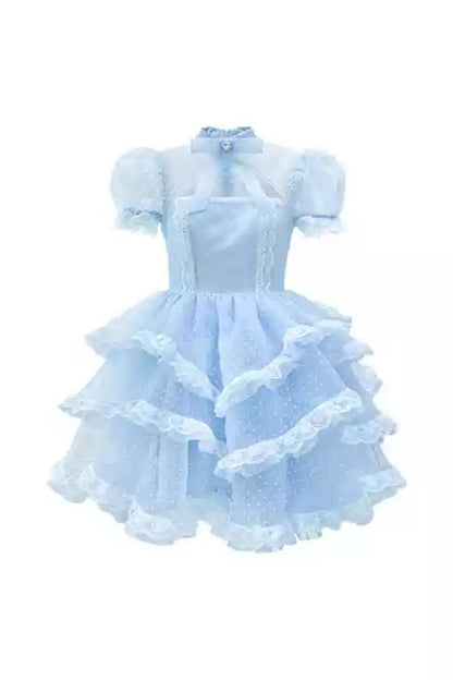 Baby Blue Lace Rhinestone Dress