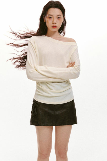 Lyocell Wool Slanted Shoulder Shirt