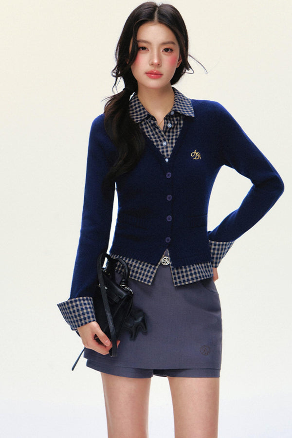 Two-Piece Look Slim Cardigan
