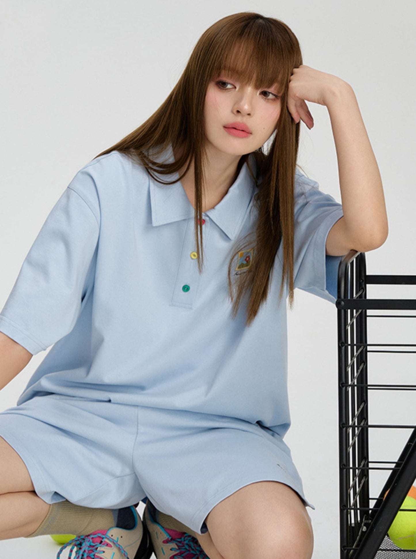 Loose Fit Embroidered Polo Shirt