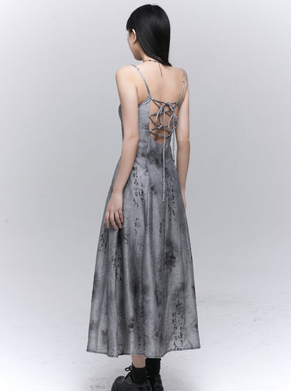 Ghost Girl 2024 Sommerkleid New Chinese Women's Gray Slip Dress Women's High-End Cool Wear