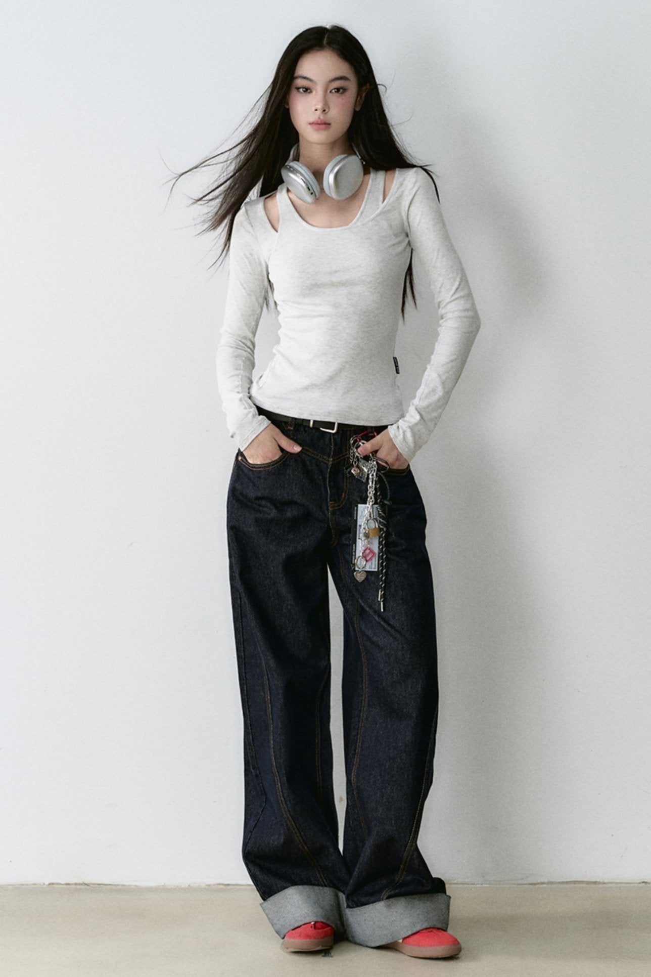 Loose Cuffed Jeans Set-Up