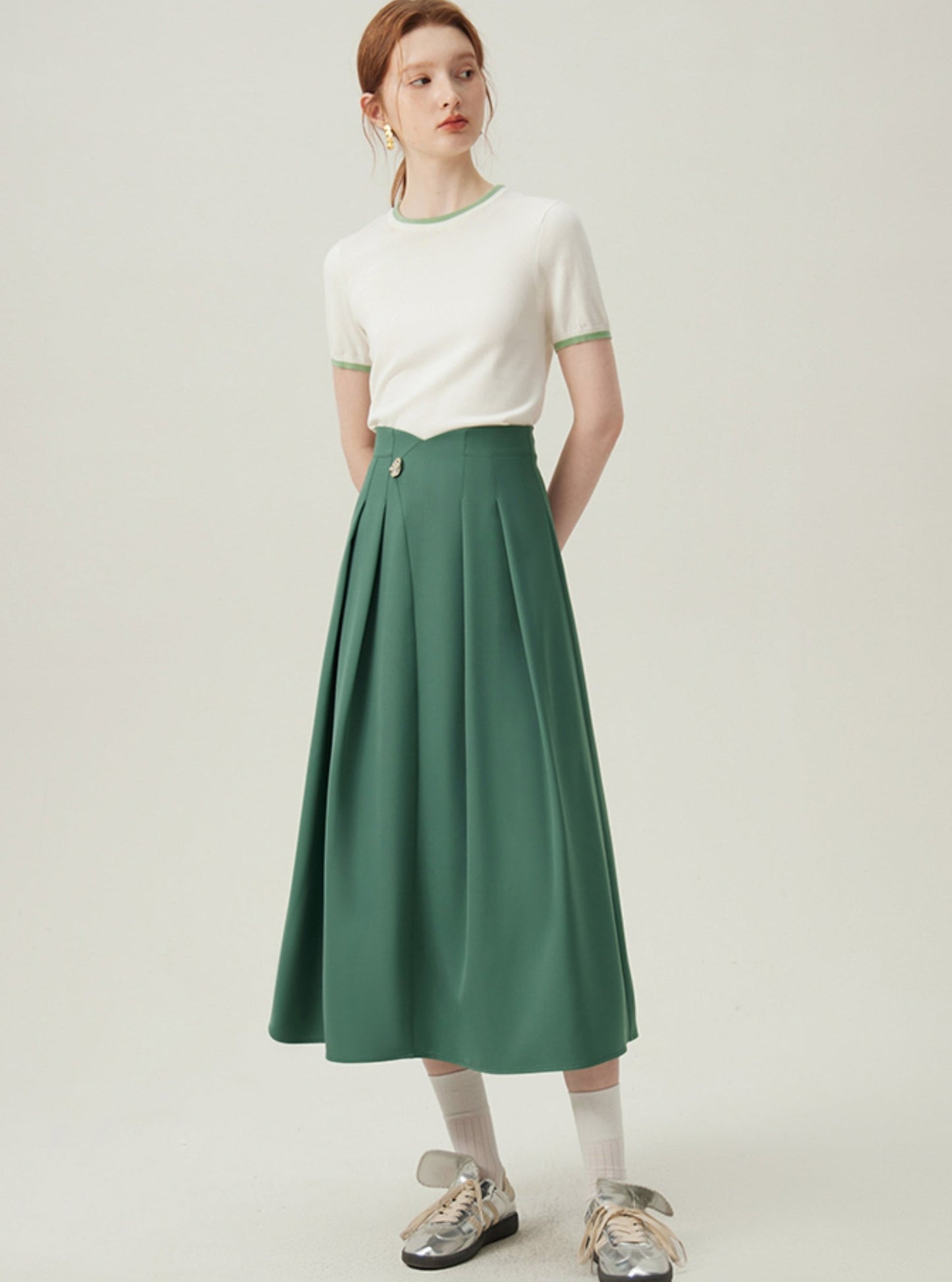 High-Waisted Design Sense A-Line Skirt