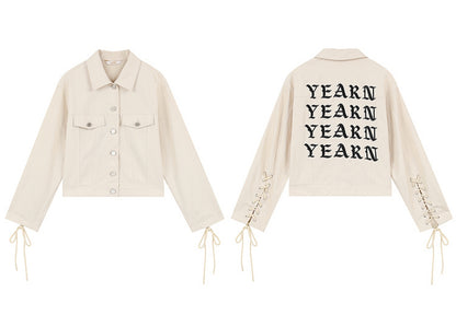 Letter Embroidered Casual Jacket
