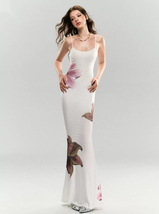 Chinese Diamond Floral Print Slip Dress