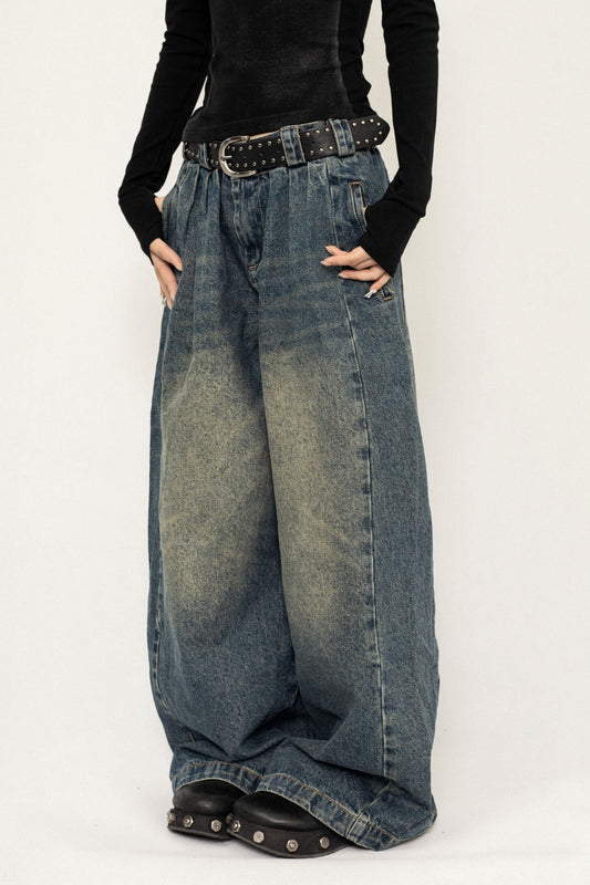 American Retro Design Wide-Leg Jeans