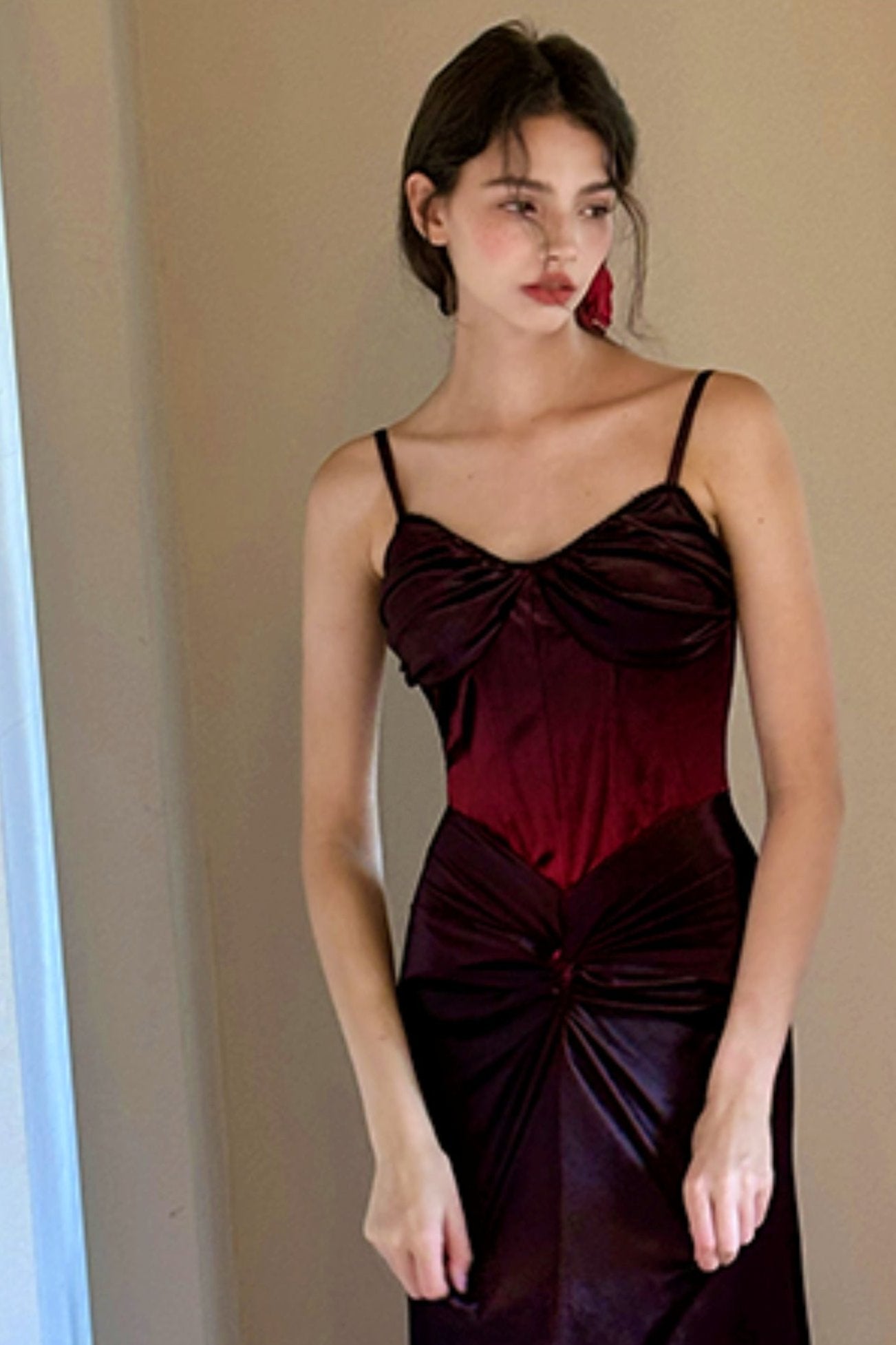 Long Velvet Rose Slip Dress