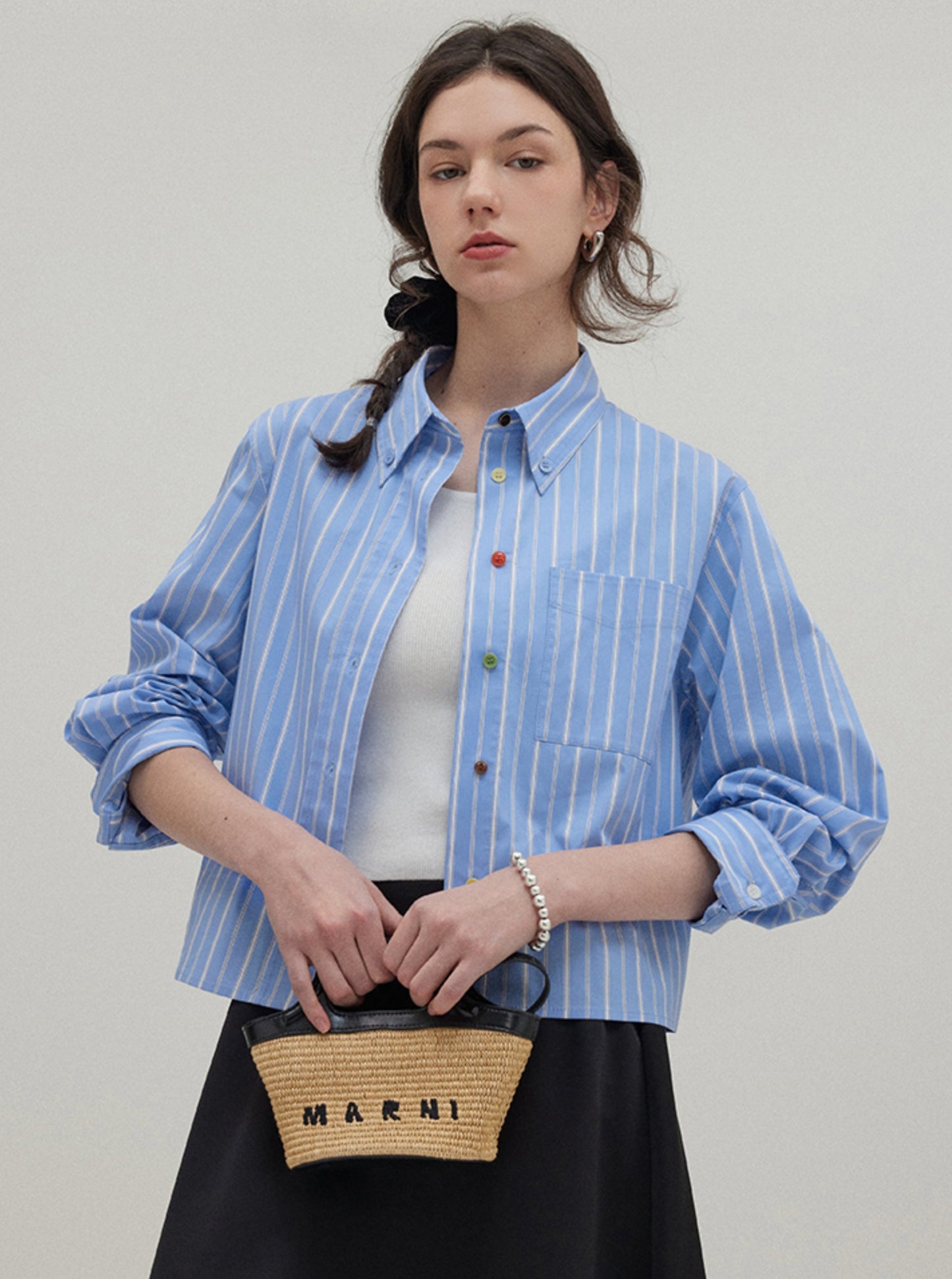 Long-sleeved striped shirt