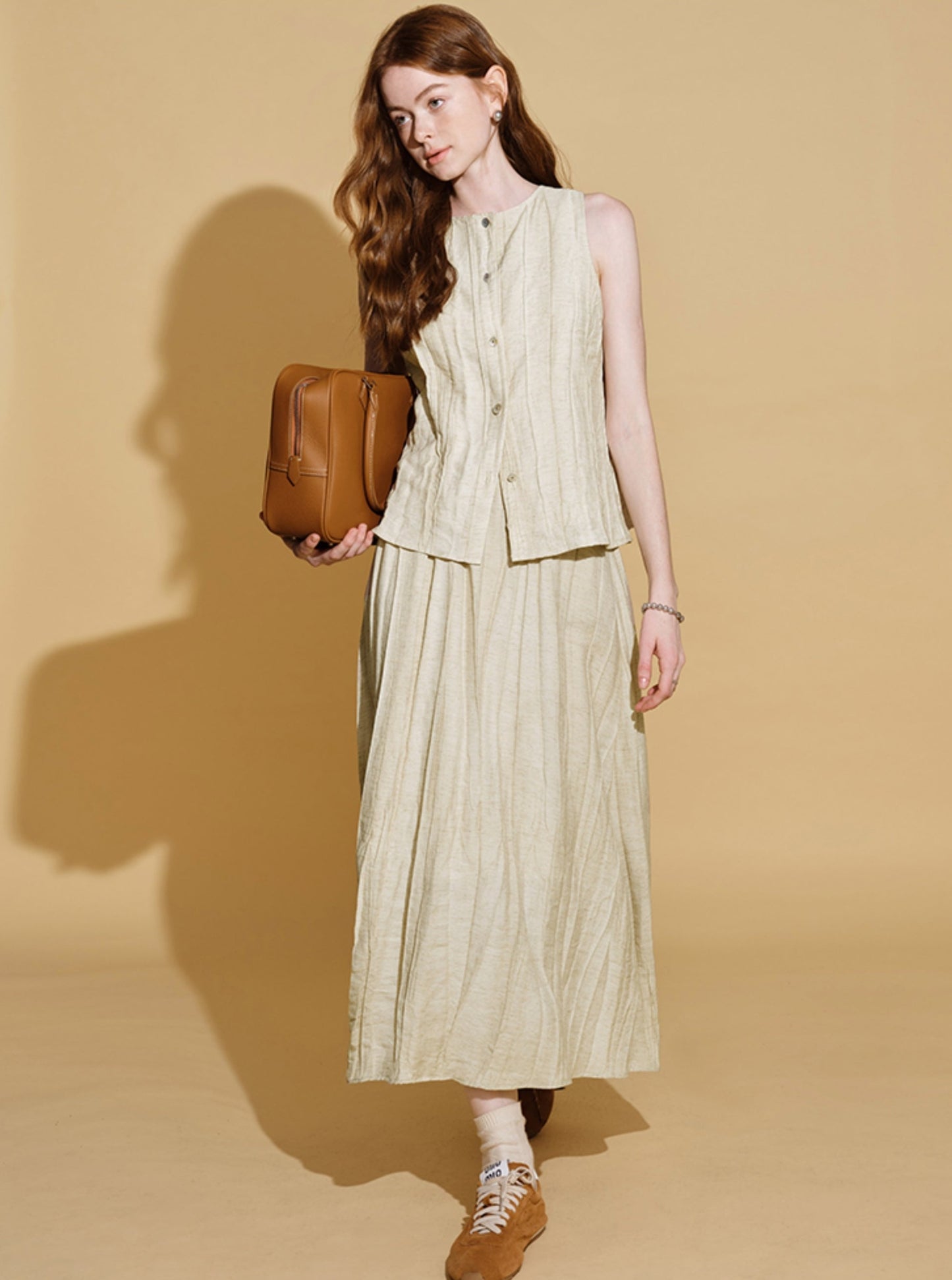 Linen Suit Skirt Two-Piece Set