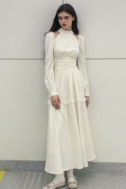 Sea Salt Oatmeal Halterneck Long Dress