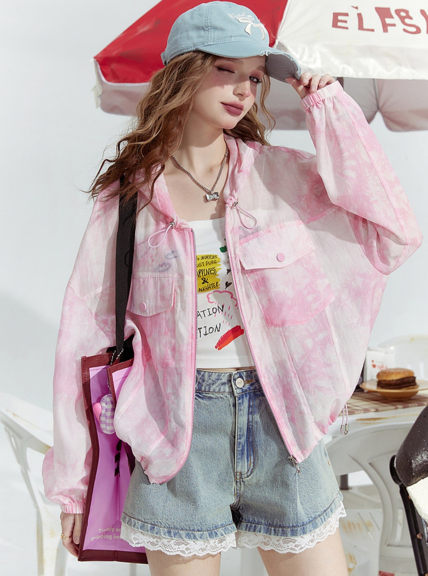 Pink Tie-Dye Sunscreen Coat